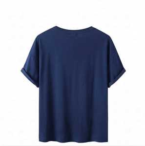 Camiseta de Algodón Azul Marino para Hombre, Manga Corta, Cuello Redondo, Estilo Vintage, Corte Regular, Transpirable, Secado Rápido, 240g - Product Image 2