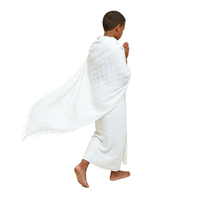 Ensemble de 2 serviettes d'ihram de qualité supérieure pour garçons, taille adaptée, douces, absorbantes, respirantes, légères, séchage rapide, respectueuses de la peau