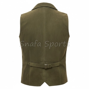 High Quality Men's Genuine Sheep Skin Leather Button Biker Vest Winter Streetwear Sleeveless Motorcycle Vests - Product Image 2