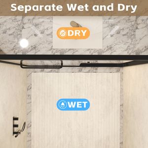 50-54 \ "W X 72 \" H Vidrio templado A prueba de explosiones Puerta de ducha deslizante doble Marco de aluminio 1/4 \ "Acero inoxidable Negro mate - Product Image 4