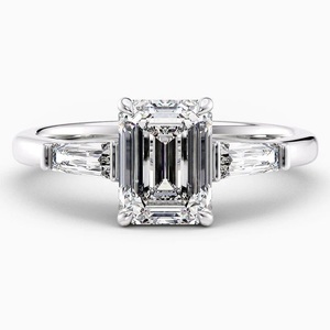 Anillo de Diamante de Corte Esmeralda de 2 Quilates Cultivado en Laboratorio, Oro Blanco de 14k con Baño de Rodio, Anillo de Compromiso, Boda, Fiesta, Engaste Pavé - Product Image 4