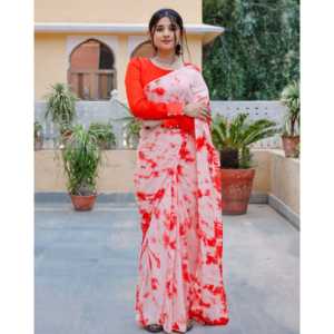 ผ้าซิ่นชีฟองผ้าฝ้ายลายมีลอนสีส้มแบบมัดย้อม สำหรับงานปาร์ตี้  ดีไซน์หรูหราสำหรับผู้หญิง - Product Image 4