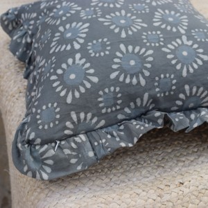 Vintage Indian Hand Block Printed Cotton Frill Bohemian <b>Square</b> Cushion Covers for Home Hotel Eco-Friendly Machine Washable - Product Image 4
