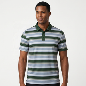 Polo en tricot pour homme, manches courtes, coupe classique, vert, gris, blanc, à motifs, col classique - Product Image 2