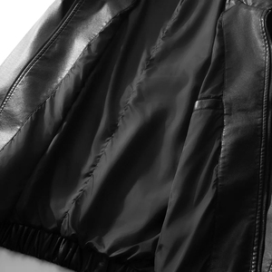 Custom Logo <b>Men</b> Leather <b>Jacket</b> <b>Baseball</b> Motorcycle <b>Jacket</b> American Style Autumn Windproof Fashion Coat - Product Image 5