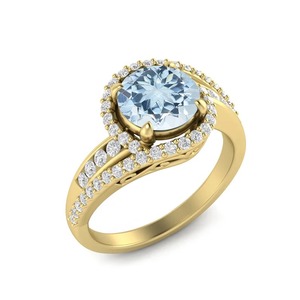 Bague de fiançailles classique en argent topaze, diamant taille poire, halo serti de griffes, plaqué or rose 18 carats, bague de mariage de luxe pour femme - Product Image 2