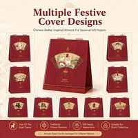 Calendrier de bureau personnalisé 2027, thème Chinois du Zodiaque (Bouc), reliure spirale, idéal pour cadeaux d'affaires, vente en gros