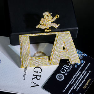 AMBER JEWELS LA Pendentif Breloque Unisexe en Argent 925 avec Moissanite Micro-Pavé, Forme Couronne Lettre, Style Hip Hop, Pour Usage Quotidien - Product Image 3