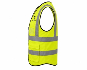 Gilet de sécurité réfléchissant haute visibilité en polyester imperméable avec plusieurs poches, ajustement réglable, conforme à la norme ANSI - Product Image 2
