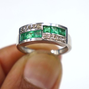 <b>Emerald</b> with Diamond Cut Gemstone <b>Ring</b> 925 Sterling <b>Silver</b> <b>Ring</b> Wholesale Natural <b>Emerald</b> Stone <b>Silver</b> Gift <b>Ring</b> Jewelry - Product Image 2
