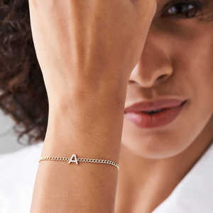 14K Gold Cuban Link <b>Chain</b> Natural Diamond Letter Bracelet Fine Jewelry Custom Personalized <b>Name</b> Cuban Curb Link <b>Chain</b> Bracelet - Product Image 4