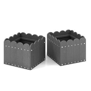 2 Pack Square Garden <b>Planter</b> <b>Box</b> with Drainage Gaps for Front Porch Balcony or Flower Displays - Product Image 1