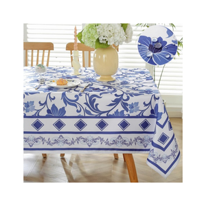 Blue Yellow Kitchen <b>Table</b> <b>Cloth</b> Cotton Dining <b>Table</b> Cover Custom Size Weight Reusable Sustainable Indian Manufacturer OEM ODM - Product Image 4