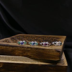 Wedding Wear 925 Sterling <b>Silver</b> Blue Topaz <b>Emerald</b> Gemstone Silover Plated Jewelry Women Wear Classic <b>Ring</b> - Product Image 5