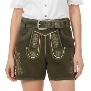 Shorts mi-longs traditionnels pour hommes en laine légère unie brodée avec cordon de serrage, idéaux pour l'été et les festivals en extérieur - Product Image 4