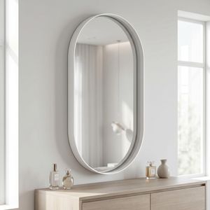 Specchio Ovale da Parete 24x36 Pollici con Cornice Profonda in Metallo Bianco - Product Image 2