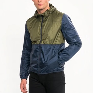 <b>Men's</b> Color Blocking Hooded Stand Collar Breathable Windbreaker <b>Jacket</b> Zipper Closure Casual Spring Wear 100% Polyester - Product Image 1
