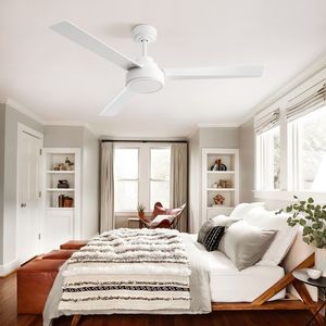 Ventilatore da soffitto bianco da 52 pollici Liv Farmhouse con 3 pale in ABS e telecomando, motore DC reversibile a 6 velocità, senza luce - Product Image 6