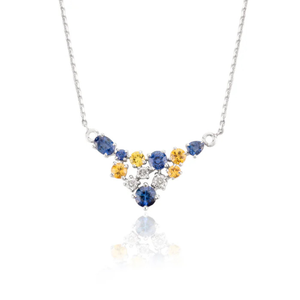14K Solid White Gold Multi Sapphire Necklace - Product Image 2