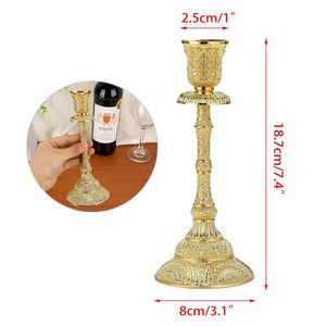 Vintage Style Metal Taper Candle stand Set of 2and 7.4 <b>Brass</b> Finish <b>Candlestick</b> Holders for Home and Dining Table Decor - Product Image 4