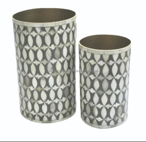 Custom Handmade Black White Bone Inlay Flower Pot Vase Polished Artisan <b>Decorative</b> Planter Home Wedding Hotel <b>Table</b> <b>Decor</b> - Product Image 5