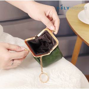 MIYIN Cute Compact Clutch <b>Purse</b> Retro Vintage Style Simple PU Leather <b>Small</b> Wallet Kiss Lock Design Portable Chain Coin <b>Purse</b> - Product Image 6