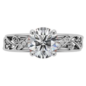 Round Cut <b>Solitaire</b> Moissanite <b>Ring</b> 925 Sterling <b>Silver</b> White Gold Plated Luxury Classic Engagement Wedding Promise Bridal <b>Ring</b> - Product Image 1