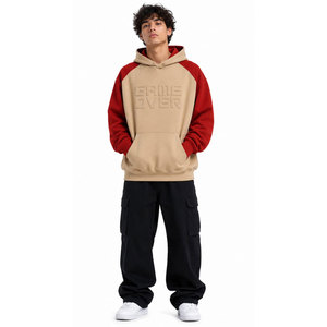 Sudadera con Capucha de Forro Polar para Hombre, Manga Raglán, Logotipo Game Over en Relieve, Estilo Holgado, Informal, para Otoño - Product Image 3