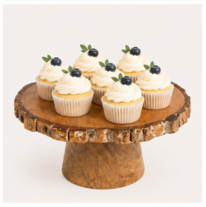 Rustic Handcrafted Mango Wood <b>Cake</b> <b>Stand</b> With Natural Tree Bark Edge 1 Tier Round Pedestal Dessert Display For Weddings Parties - Product Image 2