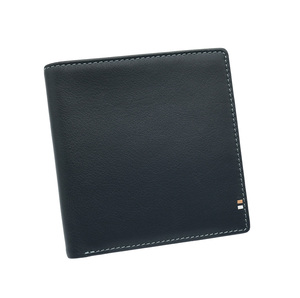 Castello <b>Men's</b> Hipster <b>Wallet</b> Genuine Cowhide Soft Leather Open RFID Embossed Logo Polyester <b>Black</b> Short Length - Product Image 2