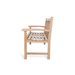Banc de jardin en teck traditionnel Divo en bois massif, 2 places, avec dossier à lattes, pour terrasse et cour - Product Image 5