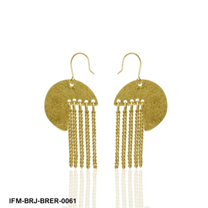 Boucles d'oreilles pendantes géométriques en laiton doré faites à la main, ornées de cinq élégantes pampilles en chaîne, protection anti-ternissement, parfaites pour offrir en cadeau - Product Image 1