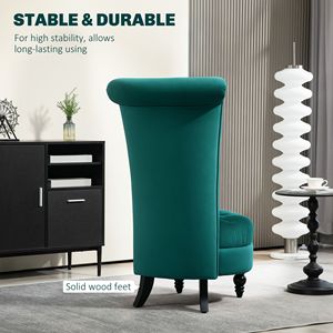 Poltrona Verde Retrò Senza Braccioli con Schienale Alto e Trapuntatura, Sedia Imbottita in Tessuto per Soggiorno, Sala da Pranzo, Camera da Letto - Product Image 6