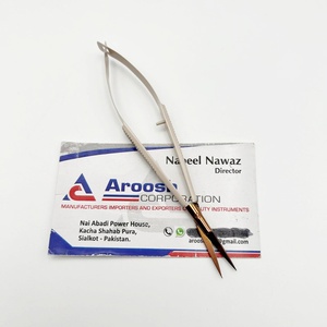 Ciseaux à sourcils Aroosh Corporation en acier inoxydable avec pointe en or rose, lame droite et aiguisée, manche en acier inoxydable, pour droitiers - Product Image 5
