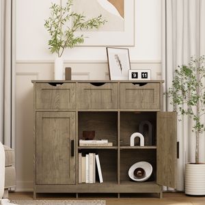 Mobili contenitori in legno con cassetti e ripiani, mobiletto decorativo per soggiorno, camera da letto, bagno - Product Image 3