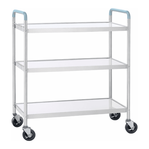 Chariot médical utilitaire avec plateaux en plastique ABS, chariot à pansements à 3 étagères en acier inoxydable pour usage hospitalier et industriel - Product Image 2