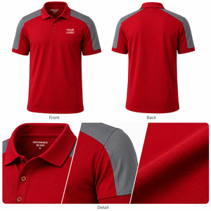 Polo en tissu piqué de coton, coupe athlétique, avec patte de boutonnage, uni, sans logo, vente en gros, OEM, marque privée, pour la tenue. - Product Image 6