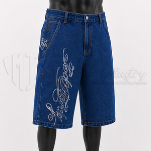 Pantalones Cortos de Mezclilla Personalizados para Hombre, Estilo Baggy, Hasta la Rodilla, Fabricante de Jeans Oversize Streetwear, Venta al por Mayor OEM ODM - Product Image 3