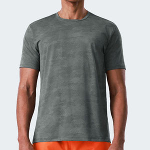Ropa Deportiva de Spandex/Poliéster con Estampado Dripping, Manga Corta, Cuello Redondo, Cierre con Cordón, para Hombre, Fitness, Gimnasio, Entrenamiento, Running - Product Image 3