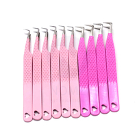 Pince à cils personnalisée avec logo, en acier inoxydable de haute qualité, antistatique, durable, motif léopard rose, pointe fine