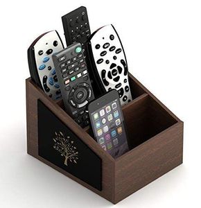 Solid Wood 5-Layer Modern Remote <b>Control</b> <b>Holder</b> Organizer for Sofa Side Table - Product Image 2