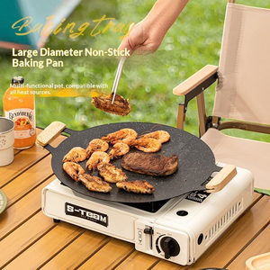 Cast Iron Griddle with Wooden Heat-Resistant Handles <b>for</b> <b>Induction</b> Gas Infrared Stoves Oven Safe - Product Image 1
