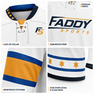 Maillot de hockey sur glace sublimé professionnel personnalisé, respirant, uniforme de sport d'équipe, col à lacets, broderie, chemises d'entraînement - Product Image 4