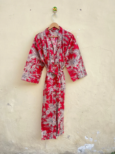 Bata Kimono de Algodón 100% Tejido para Mujer con Estampado Digital de Dibujos Animados Naaz Textile, Camisón de Verano Hecho a Mano ODM con Cuello en V y Cintura Elástica - Product Image 4
