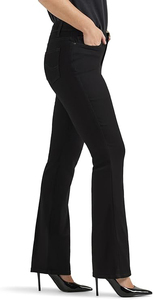 Pantalones de Algodón Negros de Pierna Recta y Cintura Media para Mujer, con Cierre de Botones, Corte Regular, Largos, Color Sólido, Estilo Casual para Otoño - Product Image 4