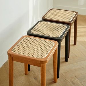 teak <b>wood</b> <b>bench</b> with rattan accents - Product Image 1