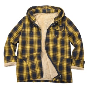 Chemise-veste en flanelle de coton biologique à carreaux doublée de sherpa chaud pour homme (entièrement doublée de sherpa) - Product Image 4