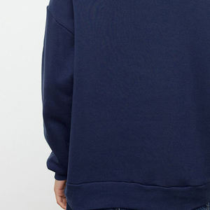 Womens Crew Neck Sweatshirt Oversized Navy Blue Piping Detail Casual Pullover Fleece Top - Product Image 5