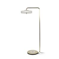 Lampe de sol géométrique METAL WAVE en fer massif avec base en marbre, finition laiton antique, design contemporain, décoration durable pour la maison
