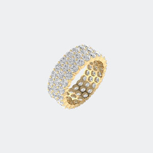 Bague Éternité Triple Rangée de Diamants Ronds 4.70CTW, Sertie Pavé, en Or Massif, Anneau de Mariage Audacieux à Plusieurs Rangées, Bijou Fin, Cadeau pour Femme - Product Image 6